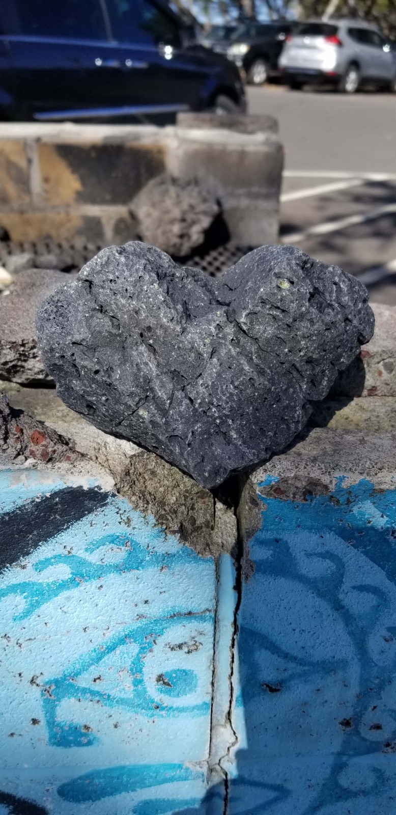 Heart shape lava, with peridot in it from Kilauea.