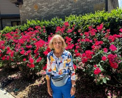 In front of a rose garden in Georgia.