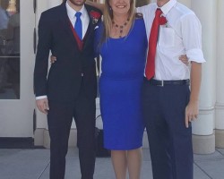 Alright most unflattering picture EVER, but I have on 4 layers of clothes under this dress, full slip, bra, panty hose, G's. I've been toooo thin all my life to worry. It was a great sealing, the Provo City Center Temple, has a special place in our lives.