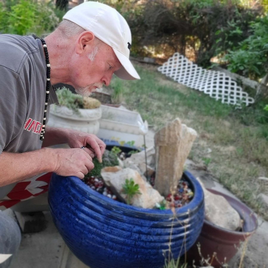 One of my favorite things: tending to the small plants.