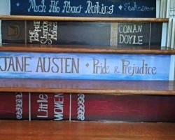 Some of my favorite books made into a staircase! With the exception of Pride and Prejudice and Little Women haha.