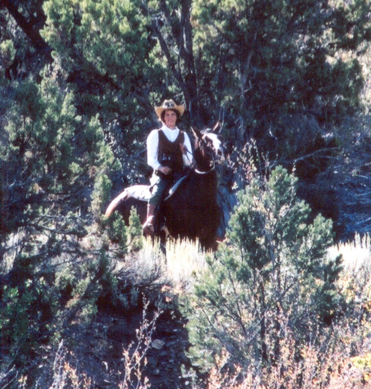 Riding my Friend's Mustang on a Pioneer Wagon Trek