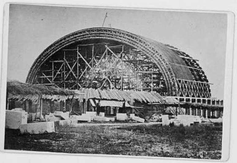 Historic photograph showing construction of the Salt Lake Tabernacle. Historic photograph showing construction of the Salt Lake Tabernacle.
