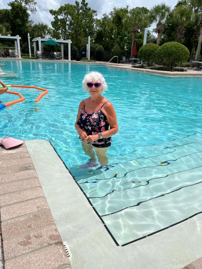Getting ready to play water volleyball in my over 55 community.  I’m not good at it but love to do it.  Lots of laughing.  Equal amounts of men and women.  All are welcome!