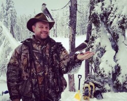 Gentle Rob, one with nature! I had seven on me but my daughter couldn’t get the camera out quick enough. We were winter camping on Mt. Washington, Vancouver Island. We snowshoed about a kilometre off the road and dug snow caves to sleep in.
