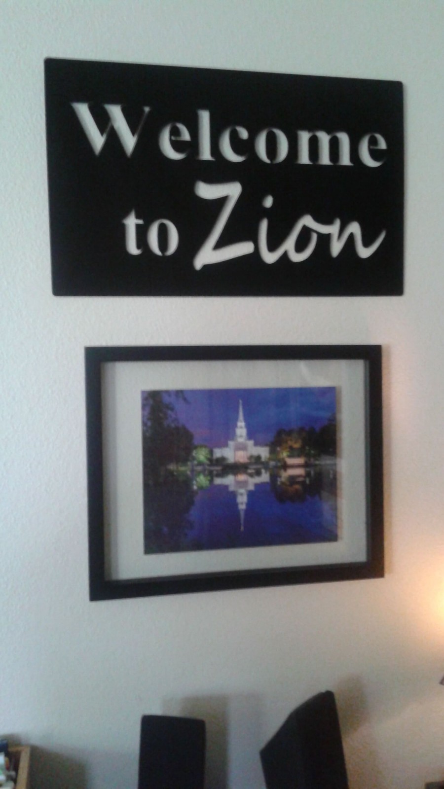 Inspired by a talk given to our stake by Jeffrey Holland, I had several of these signs made.

The photo of the Houston temple is a gift from my oldest daughter. I was in Houston for that flood. The temple was not affected, unlike the damage done in 2017.