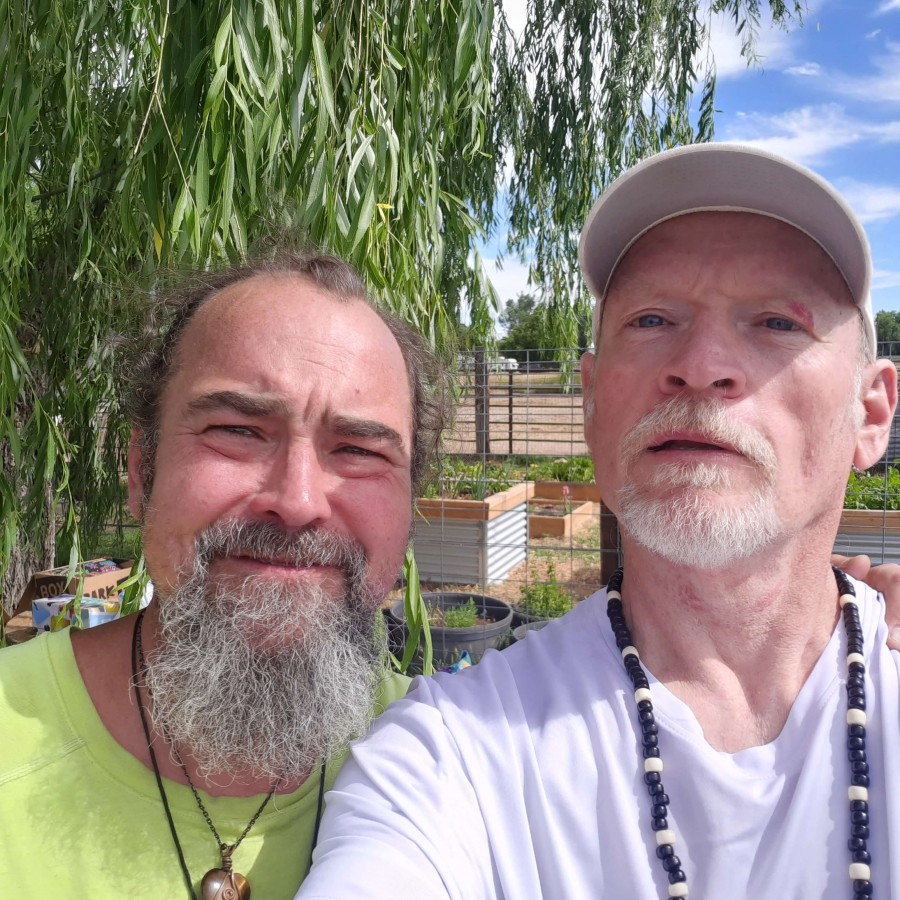 My friend, Michael and me after a sweat lodge.