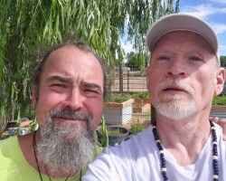 My friend, Michael and me after a sweat lodge.