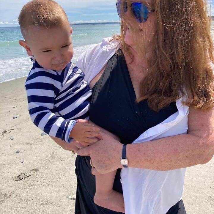 With one of my grandchildren, Hull, MA, 2020