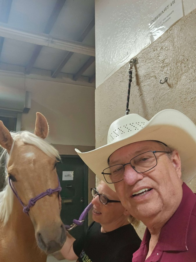 With my daughter Janelle and her horse Honey